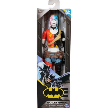Harley Quinn action figure in packaging with DC logo