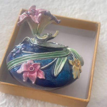 Ruccini Trinket Box Swarovski Crystals Jeweled Rhinestones 24K Gold Bird