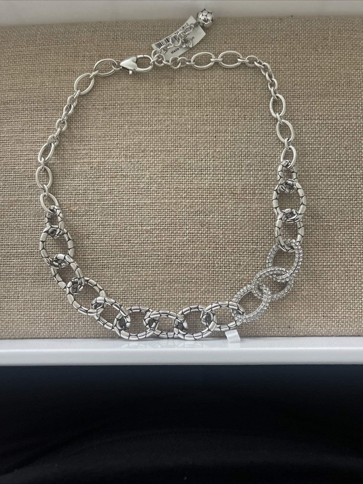 Brighton Pebble Pave Necklace And Bracelet Set- Clear Crystals  And Silver