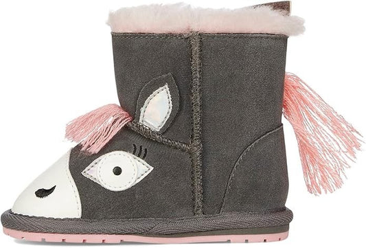 Emu Australia Pegasus Walker Size 10 Kids - Charcoal & Pink K12757