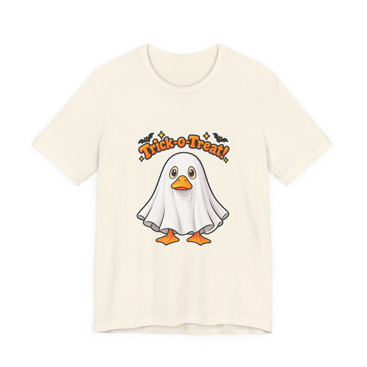 Printify | Trick-O-Treat Ghost Duck Tee | Halloween Graphic Shirt | Choose Your Color