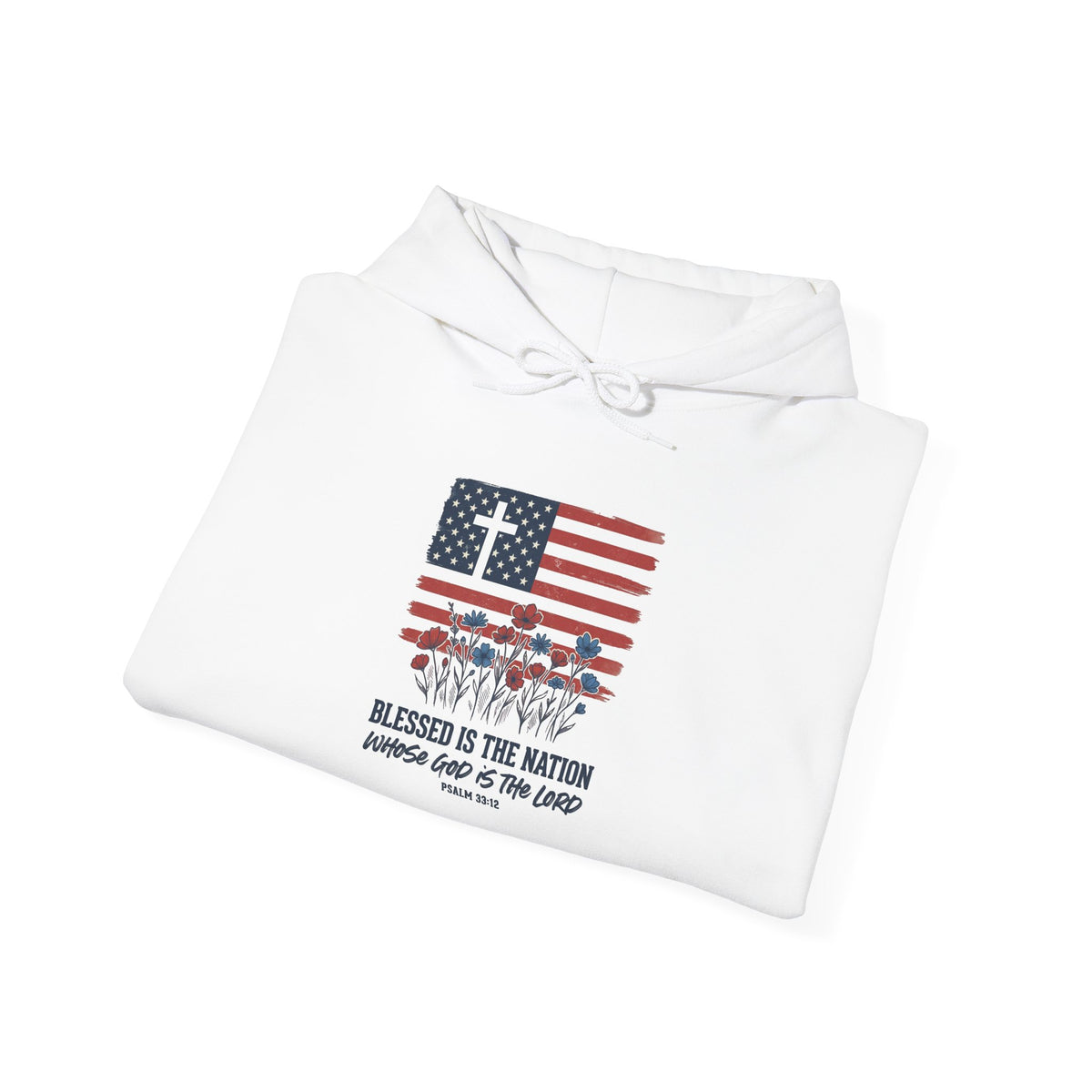 Blessed Is the Nation | Flag Cross Tee | Faith & Freedom 4th of July