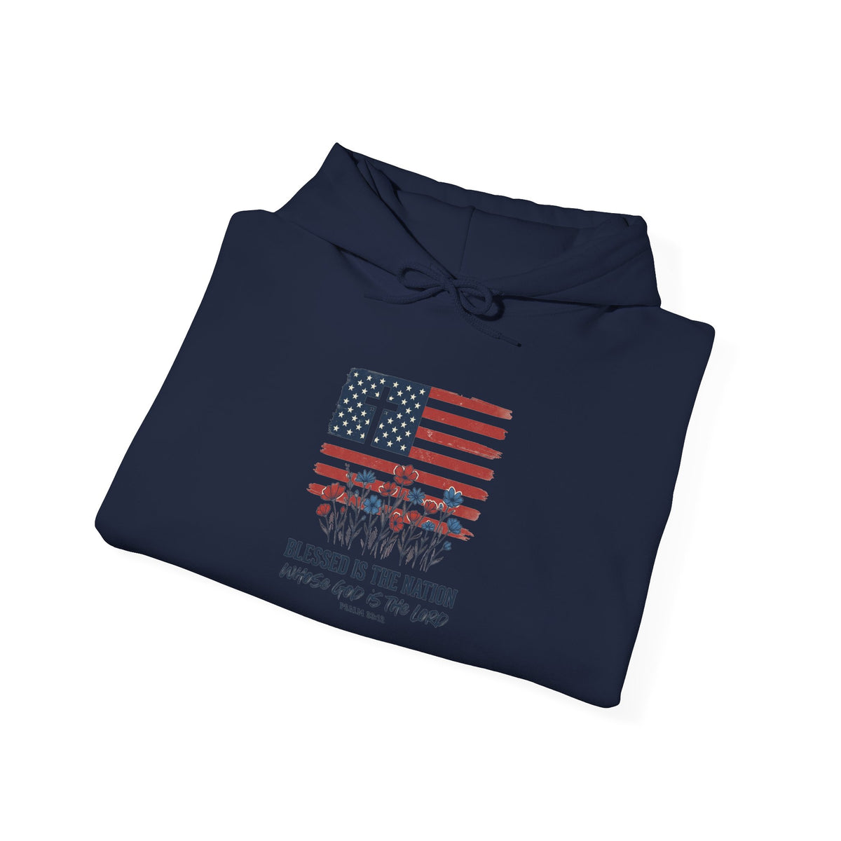 Blessed Is the Nation | Flag Cross Tee | Faith & Freedom 4th of July