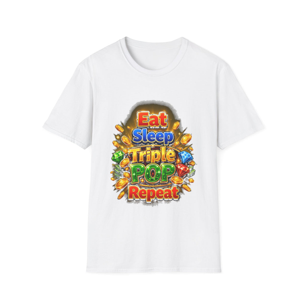 Eat Sleep Triple Pop Repeat  | T-Shirt | Gamer Coin Pop Arcade Tee
