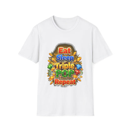 Eat Sleep Triple Pop Repeat  | T-Shirt | Gamer Coin Pop Arcade Tee