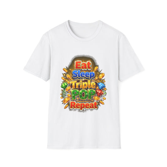 Eat Sleep Triple Pop Repeat  | T-Shirt | Gamer Coin Pop Arcade Tee