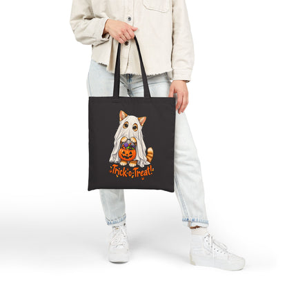 Printify | Halloween Cat Ghost Tote Bag | Trick-or-Treat Pumpkin | Canvas Tote