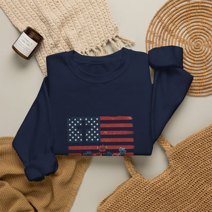 Blessed Is the Nation | Flag Cross Crewneck Sweatshirt | Faith & Freedom