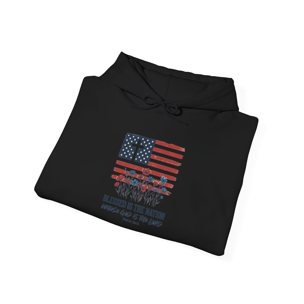 Blessed Is the Nation | Flag Cross Tee | Faith & Freedom 4th of July