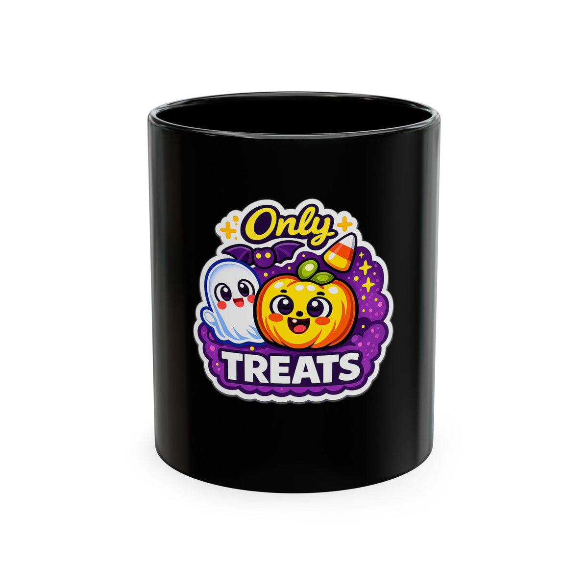 Printify | Halloween "Only Treats" Ceramic Mug | Ghost & Pumpkin | 11oz