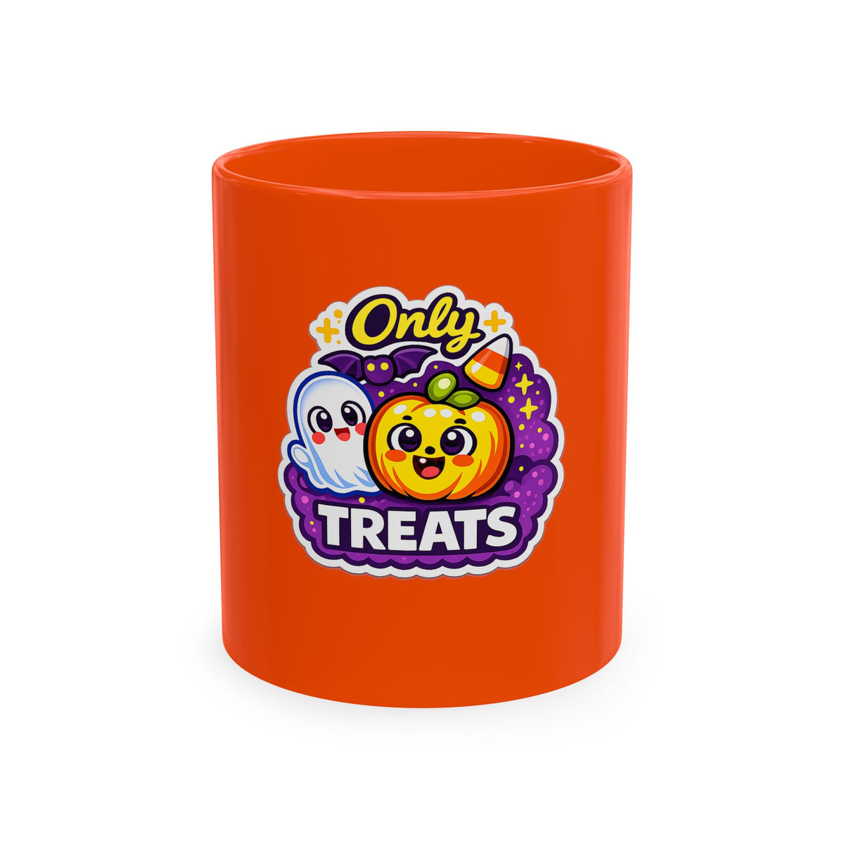 Printify | Halloween "Only Treats" Ceramic Mug | Ghost & Pumpkin | 11oz