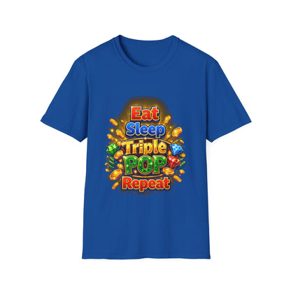 Eat Sleep Triple Pop Repeat  | T-Shirt | Gamer Coin Pop Arcade Tee