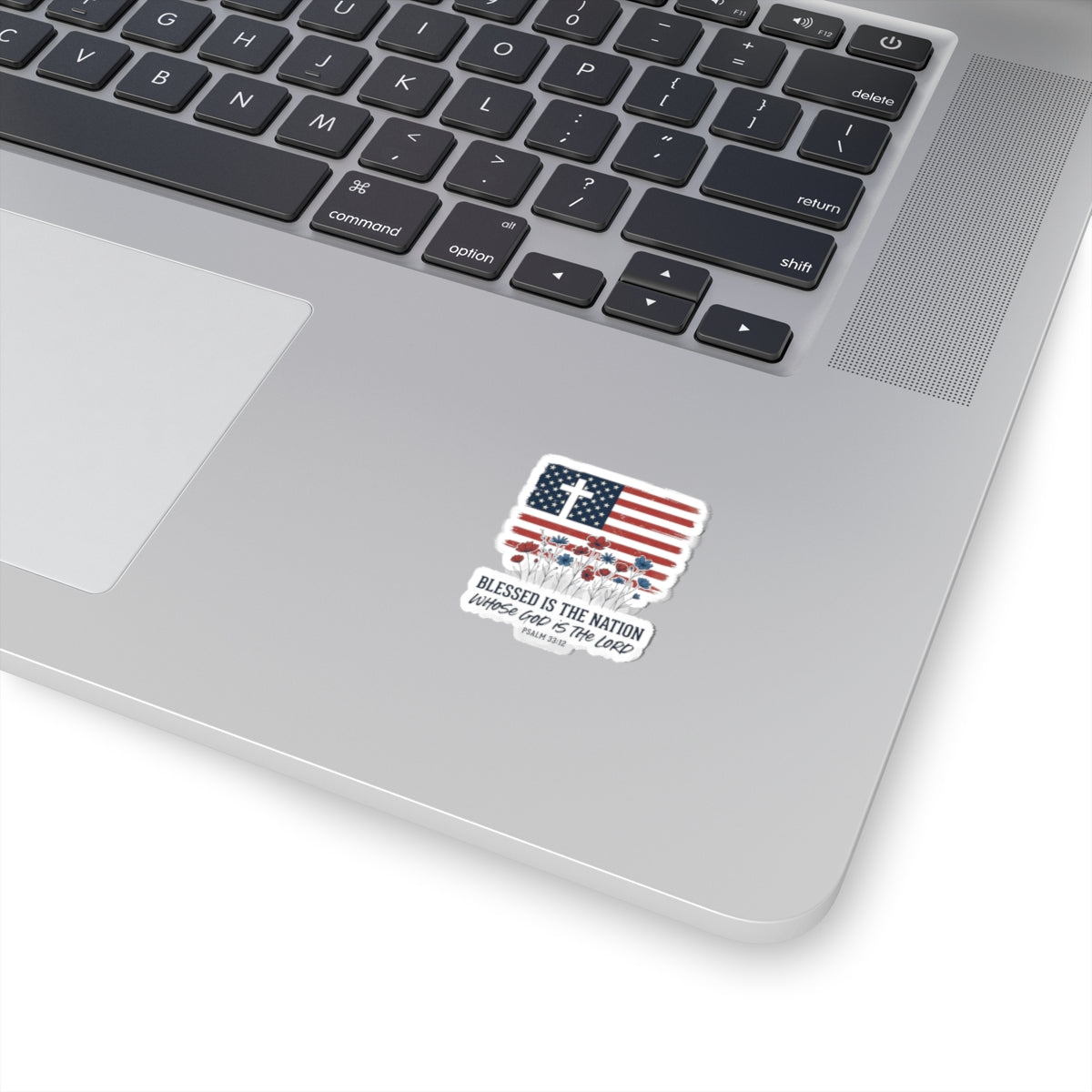 Blessed Is the Nation | Cross Flag Kiss-Cut Sticker | Faith & Freedom