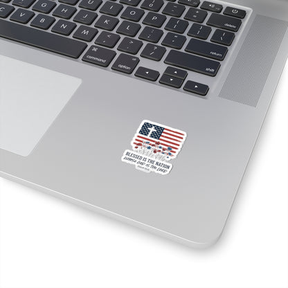 Blessed Is the Nation | Cross Flag Kiss-Cut Sticker | Faith & Freedom