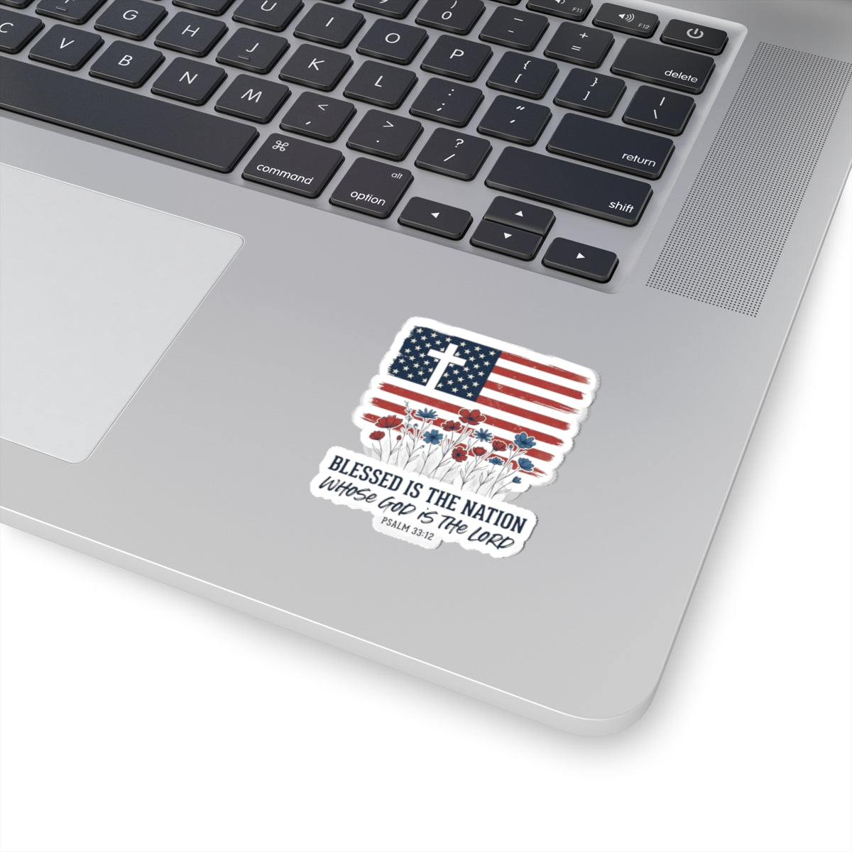 Blessed Is the Nation | Cross Flag Kiss-Cut Sticker | Faith & Freedom