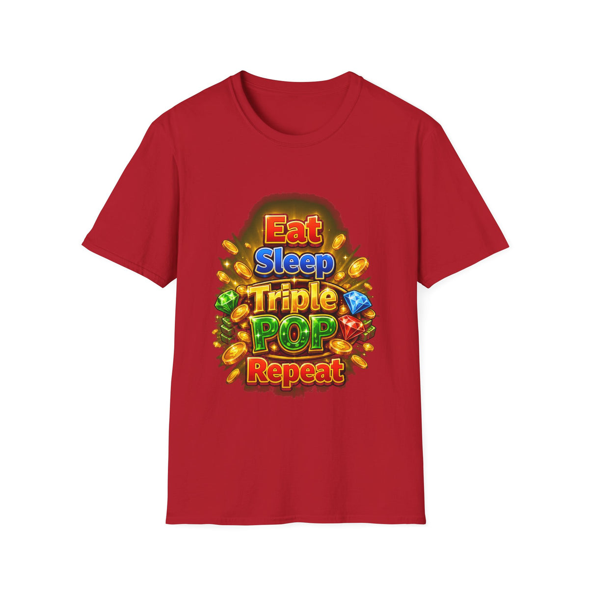 Eat Sleep Triple Pop Repeat  | T-Shirt | Gamer Coin Pop Arcade Tee