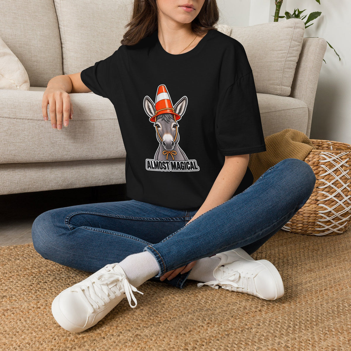 Almost Magical | Cute Donkey Wearing Traffic Cone | Tee