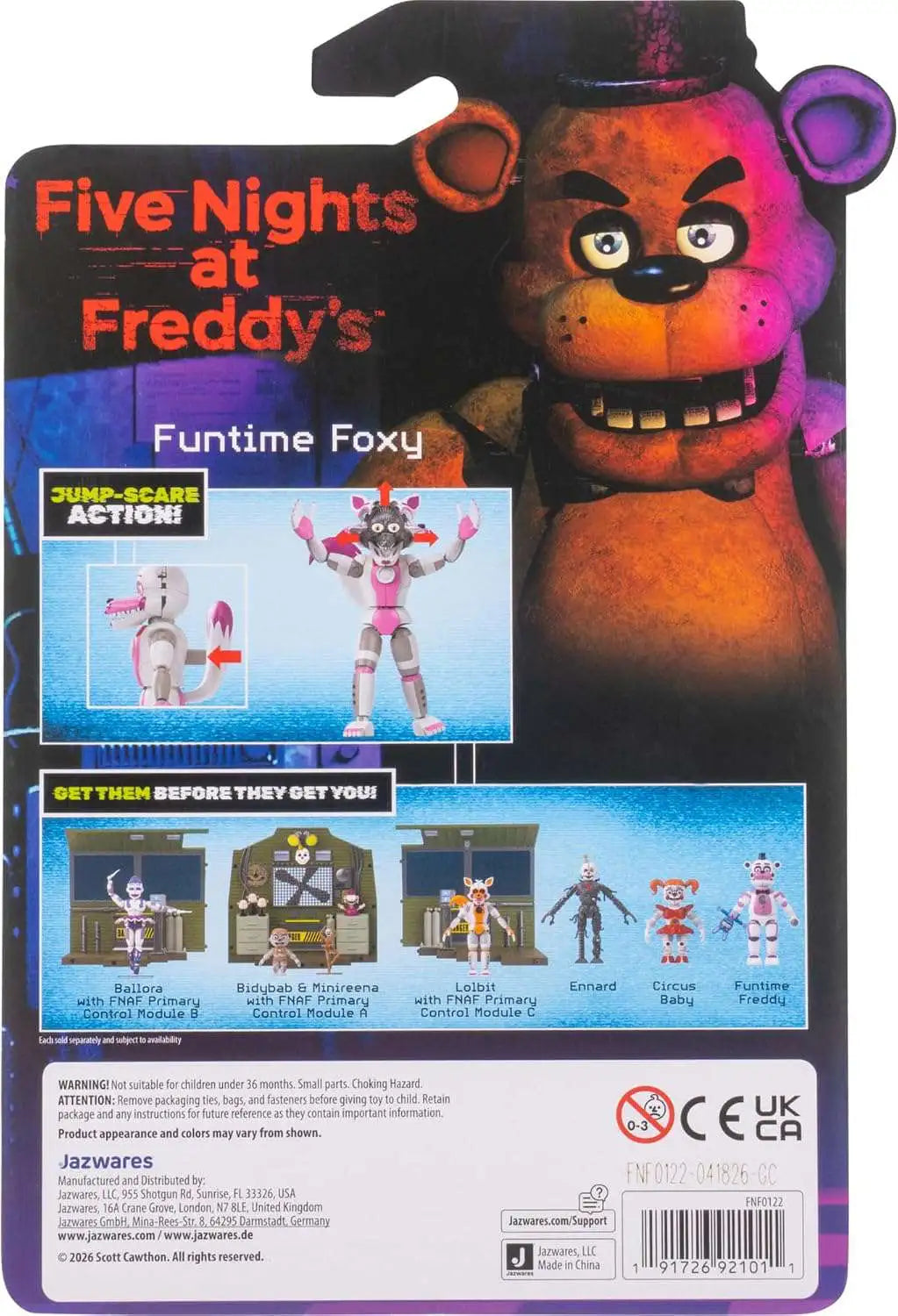 JAKKS Pacific | FNAF | Funtime Foxy | 5-Inch Articulated Figure | Glowing Eyes & Jumpscare
