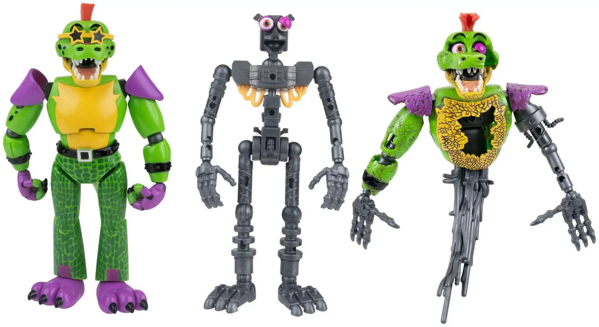 Jazwares |  FNAF | Endo Series | Montgomery Gator & Shattered Montgomery Gator | Action Figure 2-Pack
