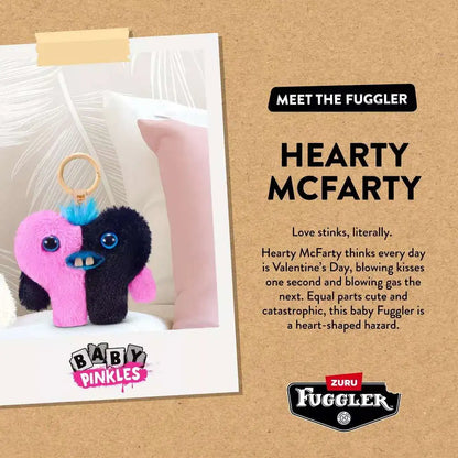 ZURU | Fuggler | Baby Pinkles Wide Eyed Weirdo | 3.5" Heart Plush Bag Charm