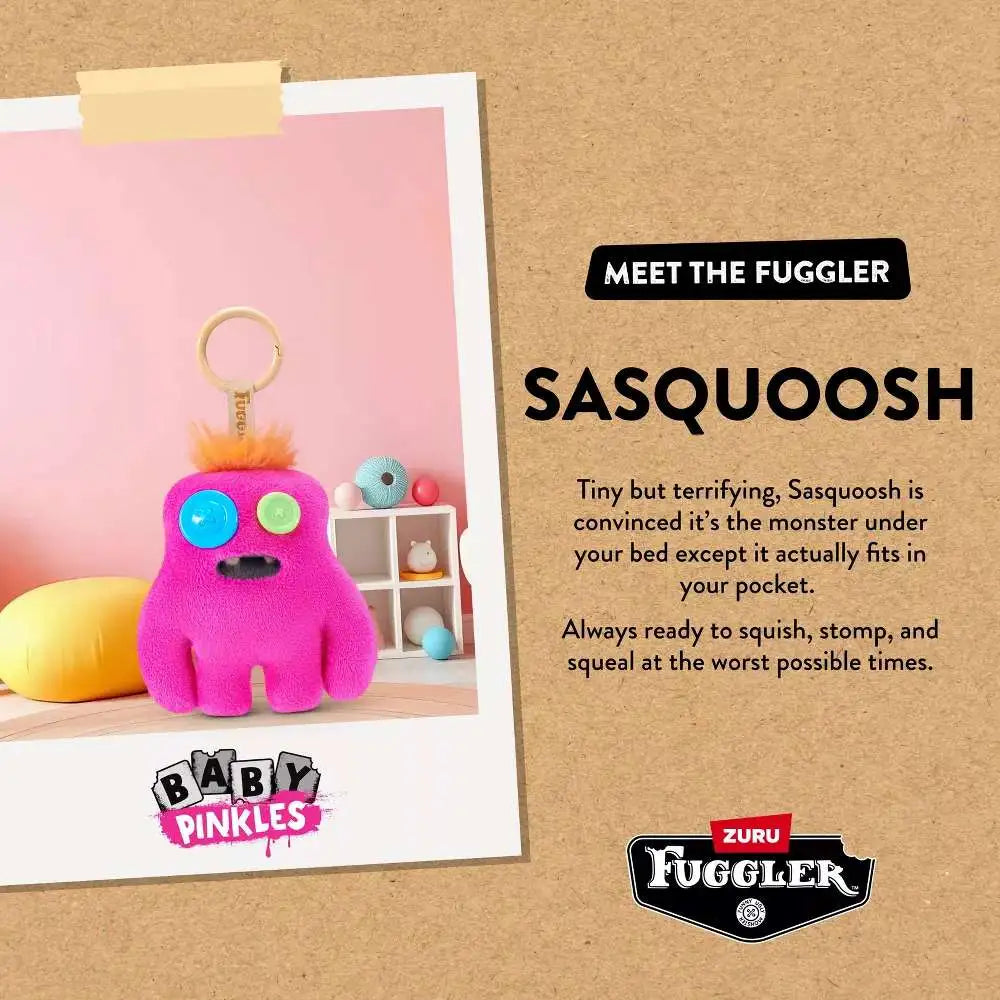 ZURU | Fuggler | Baby Pinkles Sasquoosh | 3.5" Plush Bag Charm