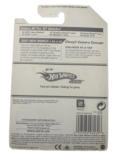 2007 Hot Wheels Chevy Camaro Concept New Models #2 Silver (ub)