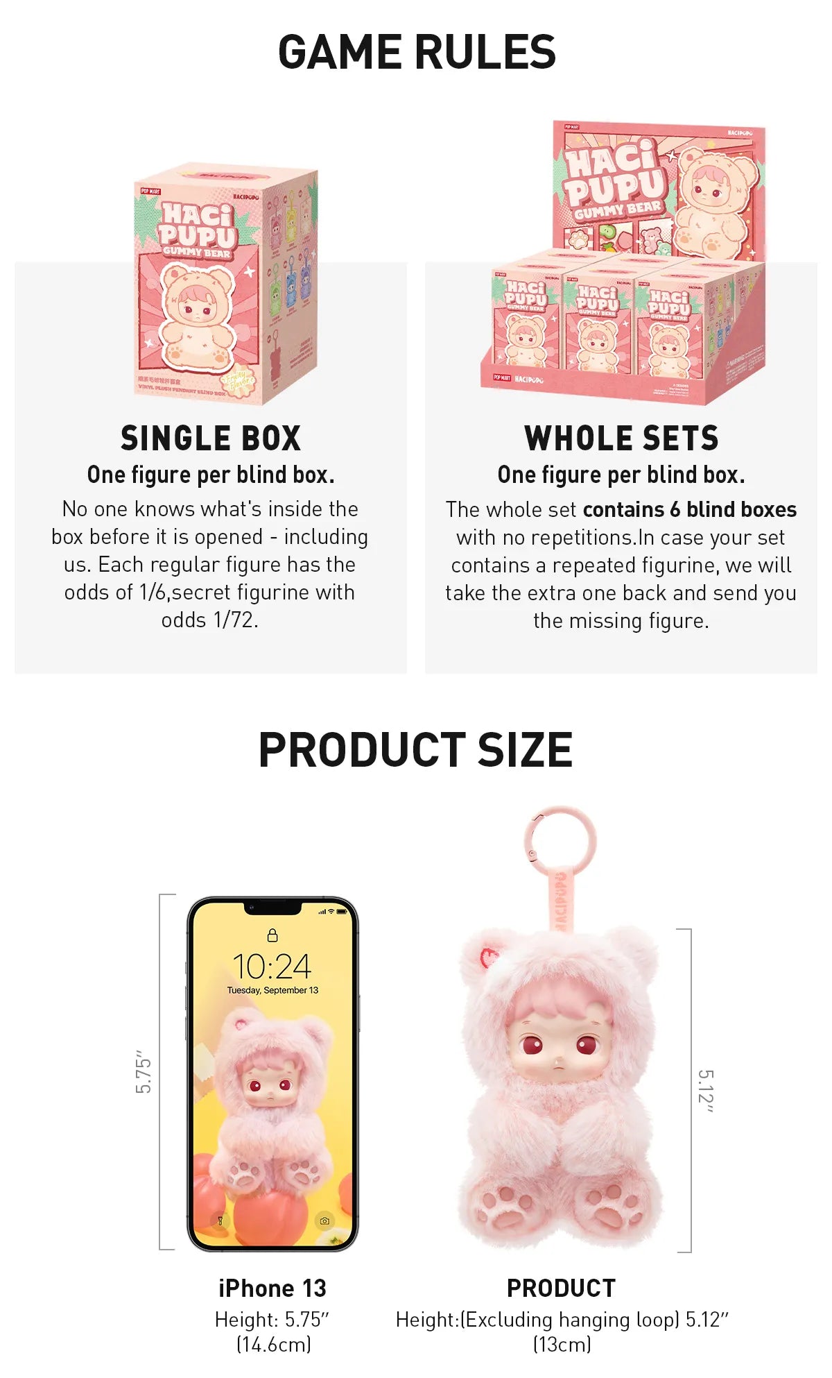 POPMART HACIPUPU Gummy Bear Series Vinyl Plush Pendant Blind Box