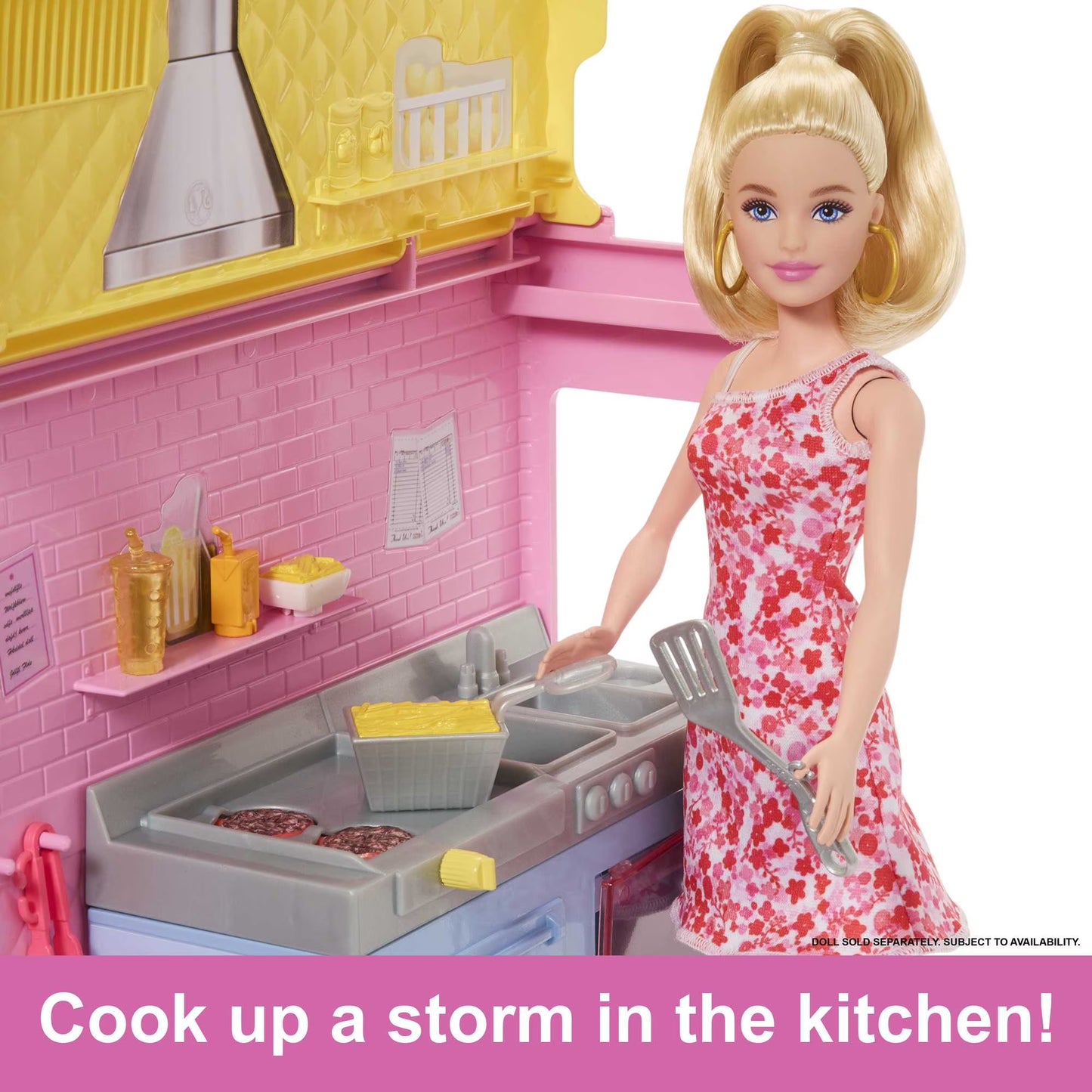 Barbie Lemonade Truck Playset with Prep & Dining Areas, 25 Pieces