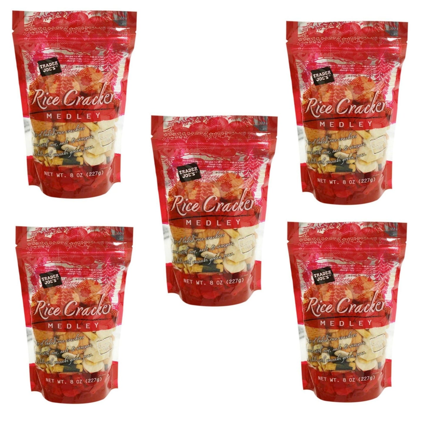 Trader Joe's Rice Crackers Snack Mix Medley - 5 Pack (8 oz Each, 2.5 lbs Total)