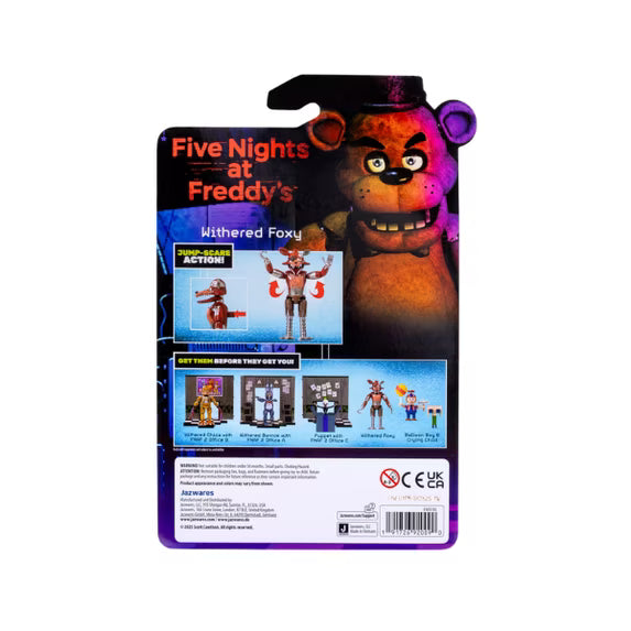 JAKKS Pacific | FNAF | Withered Foxy 5" Articulated Figure | Jumpscare & Glow-in-the-Dark Eyes