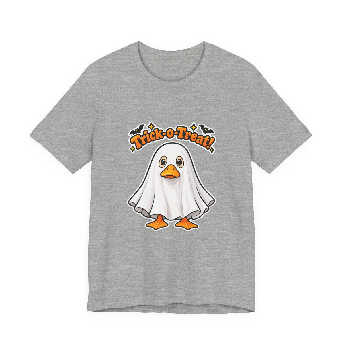 Printify | Trick-O-Treat Ghost Duck Tee | Halloween Graphic Shirt | Choose Your Color