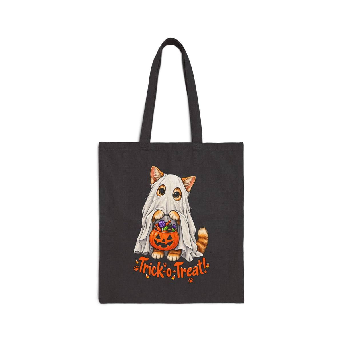 Printify | Halloween Cat Ghost Tote Bag | Trick-or-Treat Pumpkin | Canvas Tote