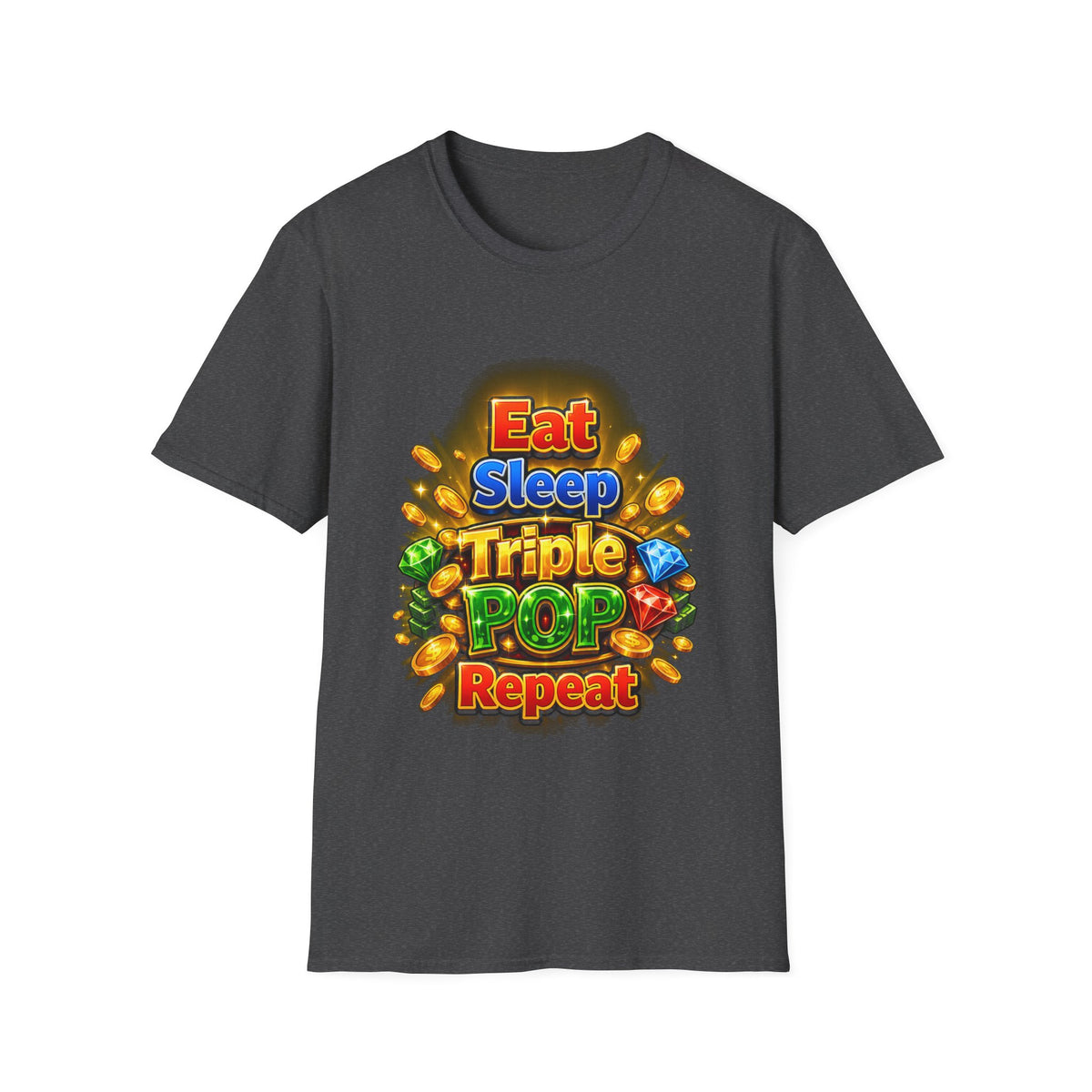 Eat Sleep Triple Pop Repeat  | T-Shirt | Gamer Coin Pop Arcade Tee
