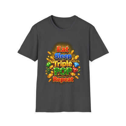 Eat Sleep Triple Pop Repeat  | T-Shirt | Gamer Coin Pop Arcade Tee
