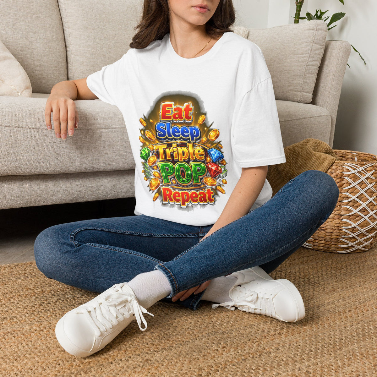 Eat Sleep Triple Pop Repeat  | T-Shirt | Gamer Coin Pop Arcade Tee