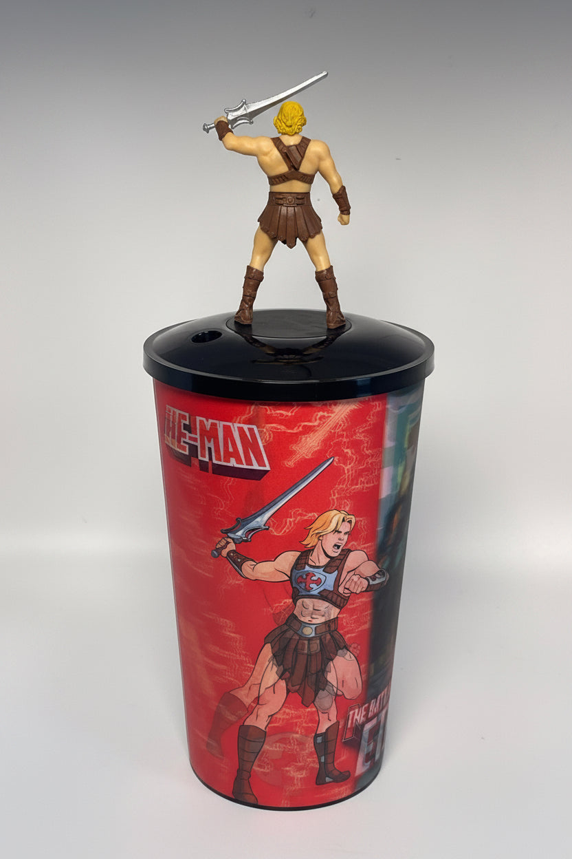 Masters of the Universe Set | Popcorn Bucket with Light Up Eyes & Lenticular Cups (Skeletor, He-Man, & Grayskull)