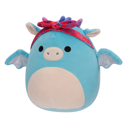 Squishmallows Original 7.5 inch Tatiana the Teal Dragon with Red Bandana - Child's Ultra Soft Plush Toy