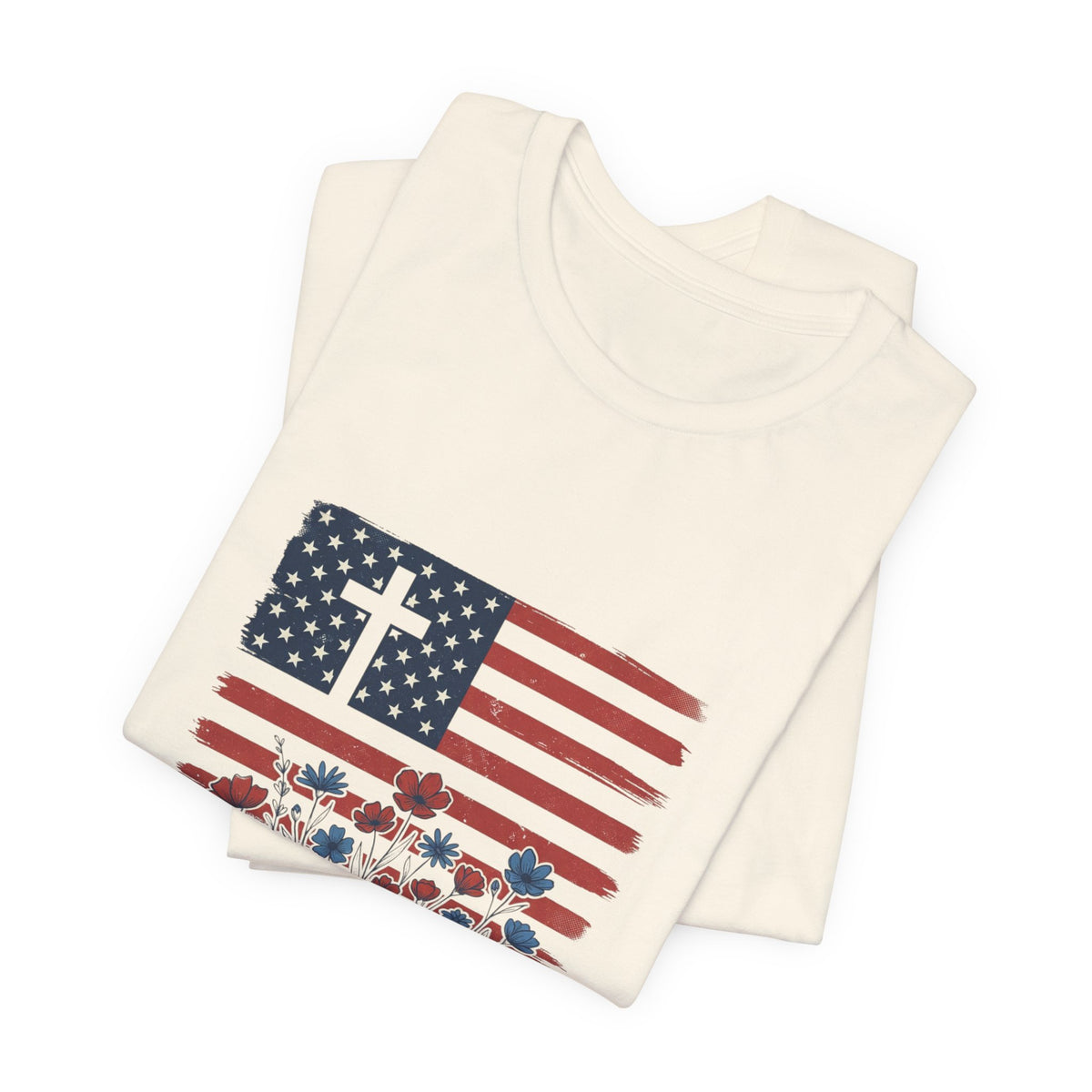 Blessed Is the Nation | Flag Cross Tee | Choose Color
