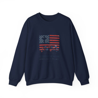 Blessed Is the Nation | Flag Cross Crewneck Sweatshirt | Faith & Freedom