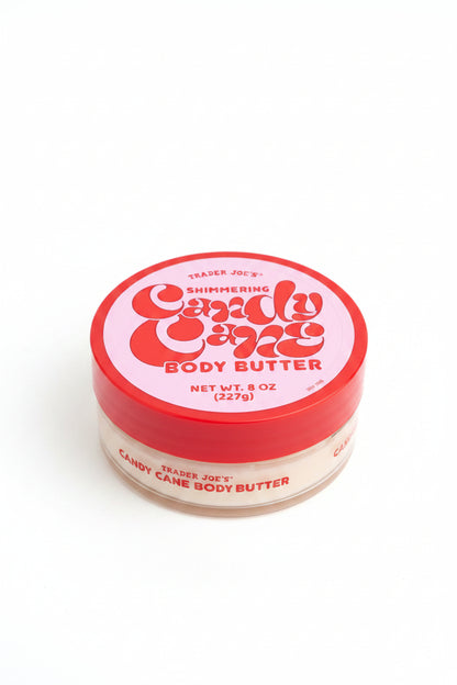 Trader Joe's | Shimmering Candy Cane Body Butter | Red & White | 8oz