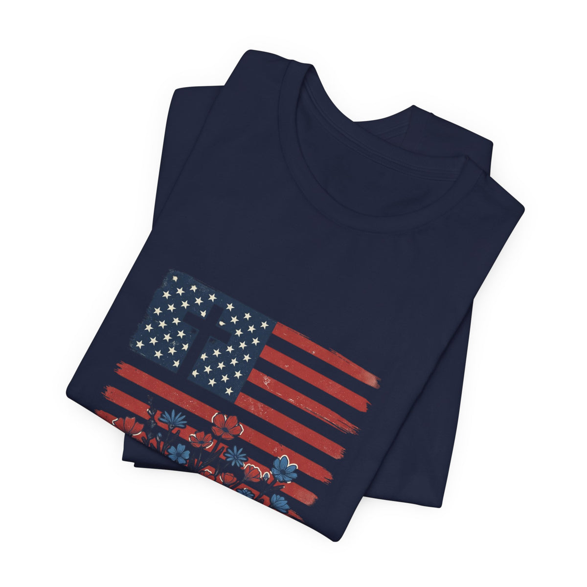 Blessed Is the Nation | Flag Cross Tee | Choose Color