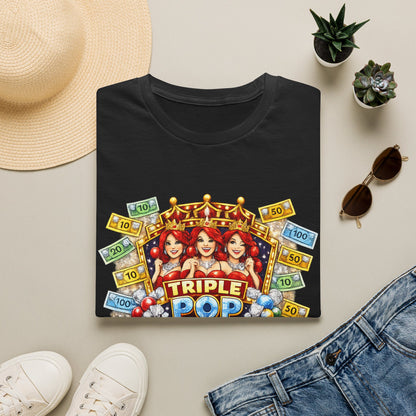 Printify | Triple Pop Queen T-Shirt | Casino Jackpot Slot Machine | Graphic Tee