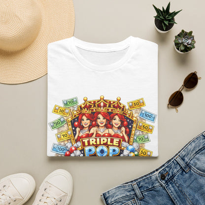 Triple Pop Queen T-Shirt — Casino Jackpot Slot Machine Graphic Tee