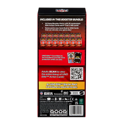 Mattel | UNO Elite NFL Booster Set | 140 Elite Action Collector Cards 2025