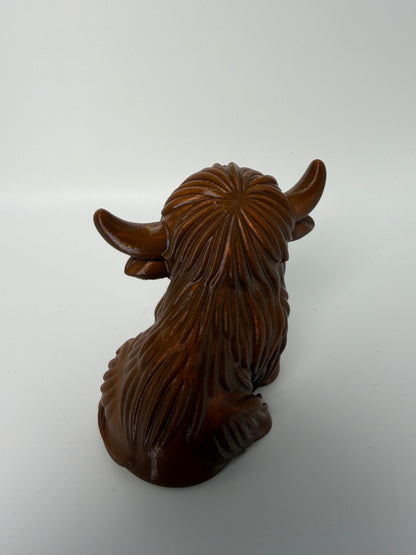 3D Printed Brown Highland Cow Figurine