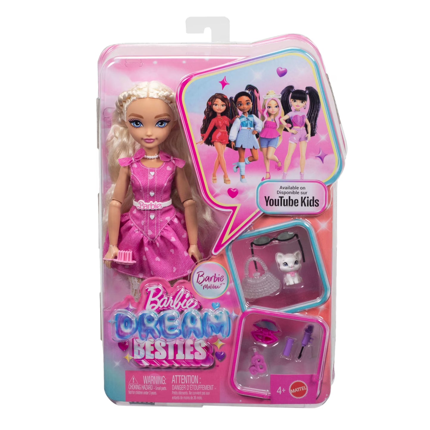 Barbie Besties Barbie Dream Besties Malibu Doll w/ Kitten Makeup Accessories Posable Fashion