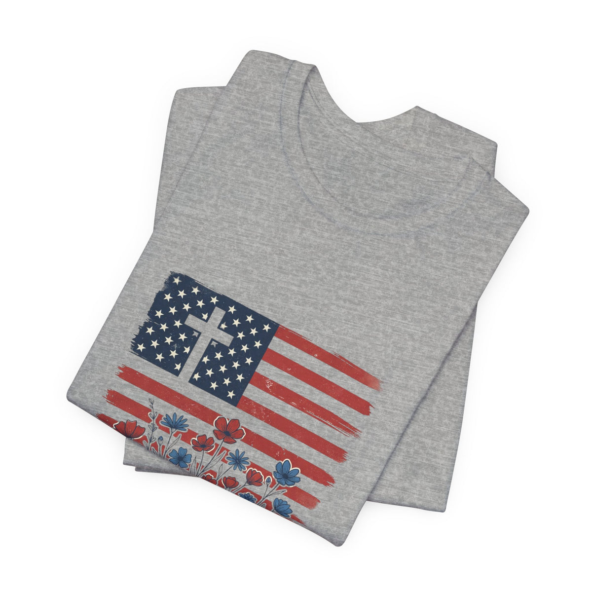 Blessed Is the Nation | Flag Cross Tee | Choose Color