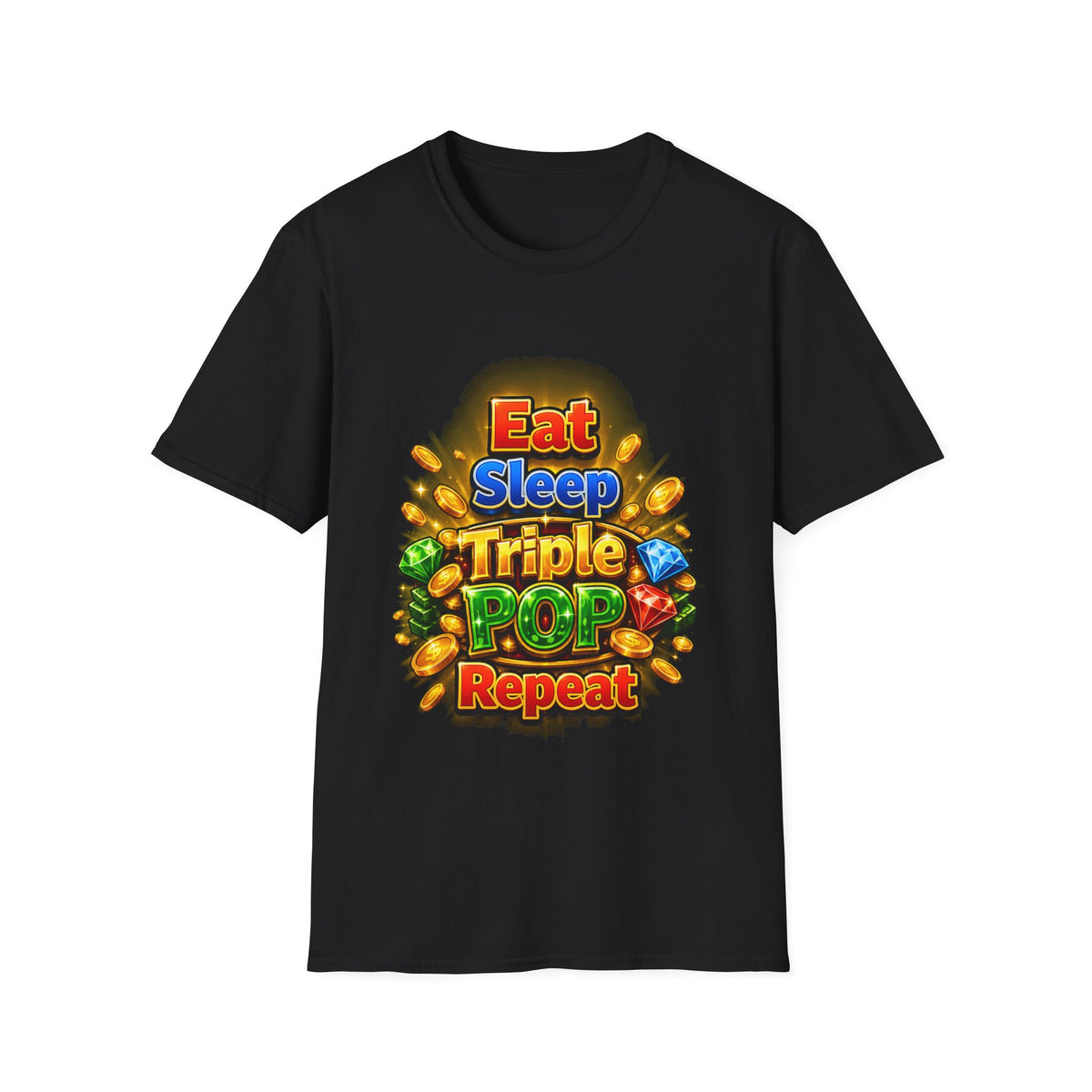 Eat Sleep Triple Pop Repeat  | T-Shirt | Gamer Coin Pop Arcade Tee