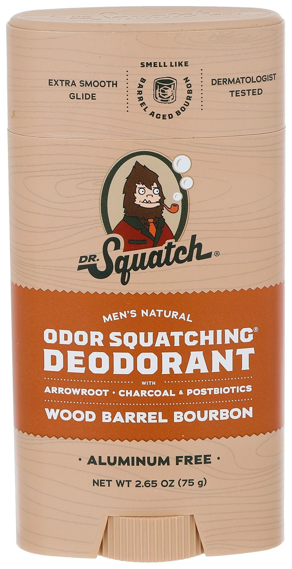 Dr. Squatch Wood Barrel Bourbon Natural Deodorant for Men - 2.65 oz | Aluminum-Free