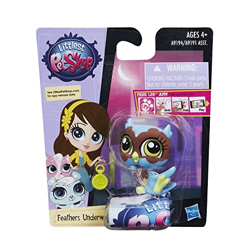 Littlest Pet Shop toy package with owl figure and character illustration on a white background
